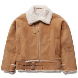 Classic brown shearling jacket mens for winters