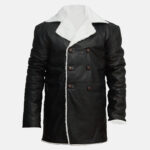 Men's Real Sheepskin Winter Shearling Fur Coat in Black