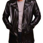 Dominic West The Wire Dark Brown Leather Coat