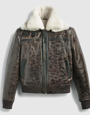 Women Aviator Leather Jacket Brown
