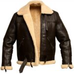 Men RAF Aviator Bomber Shearling Leather Jacket