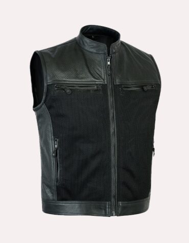 Men Perforated Biker Leather Vest