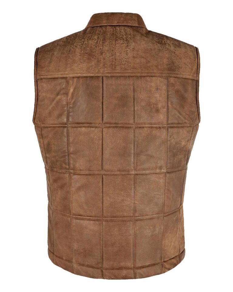 Mens Vintage Brown Body Warmer Leather Vest