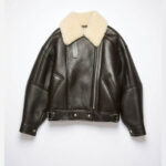 Women Dark Brown RAF Aviator Sheepskin Shearling Leather Jacket