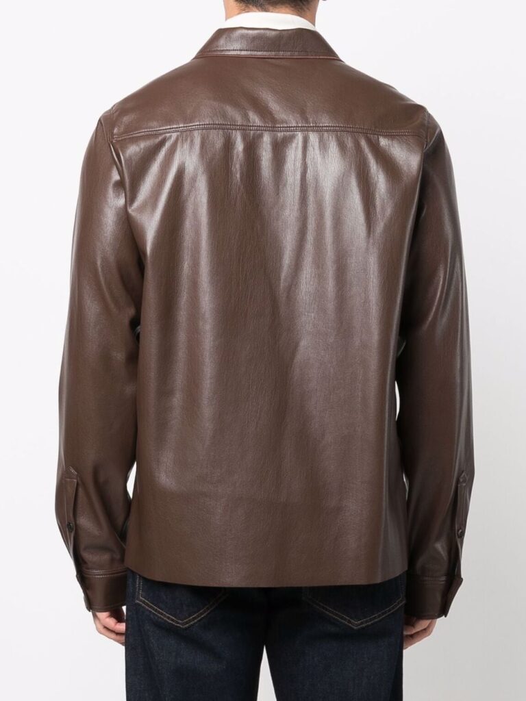 Mens dark brown leather shirt