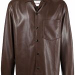 Men's Dark Brown Leather Shirt - Rugged Elegance