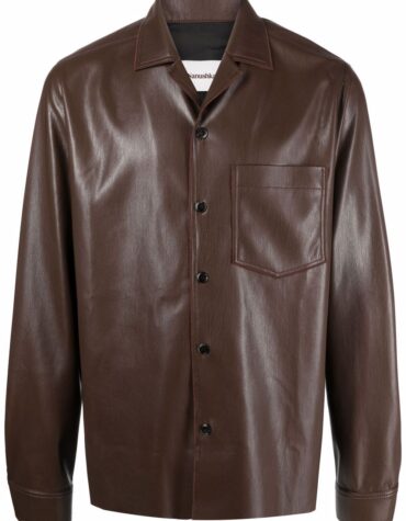 Mens dark brown leather shirt