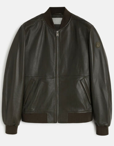 Men Black Classic Bomber Leather Jacket