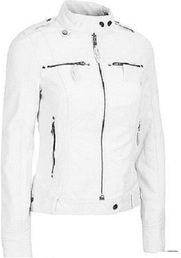 New Fashion Style Womens White Real Leather Jacket