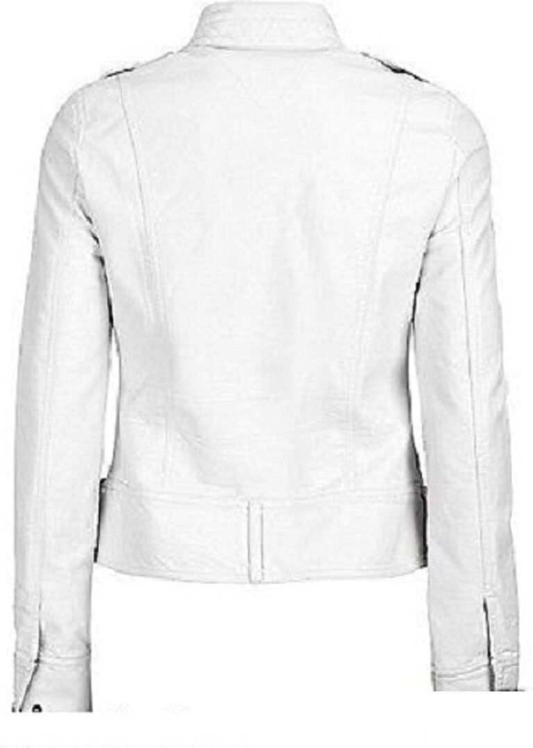 New Fashion Style Womens White Real Leather Jacket