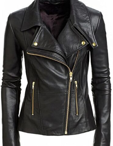Classic Women Genuine Black Leather Jacket