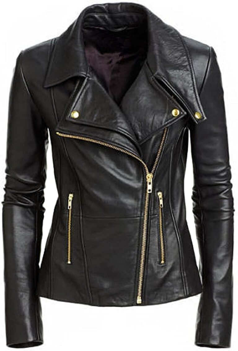 Classic Women Genuine Black Leather Jacket