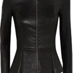 Rebel Chic: Women's Drowned Black Biker Lambskin Genuine Leather Jacket