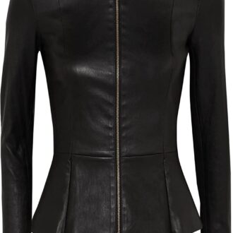 Womens Drowned Black Biker Lambskin Genuine Leather Jacket