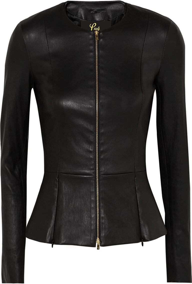 Womens Drowned Black Biker Lambskin Genuine Leather Jacket