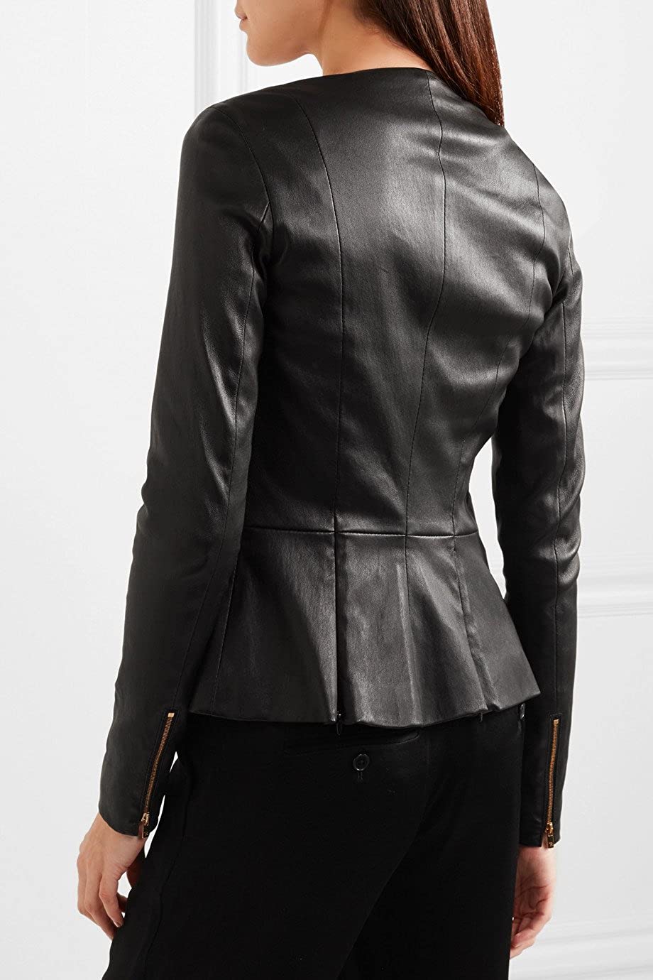 Rebel Chic: Women's Drowned Black Biker Lambskin Genuine Leather Jacket ...