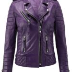 Velocity Vogue: Women's Motorcycle Bomber Biker Genuine Lambskin Leather Jacket