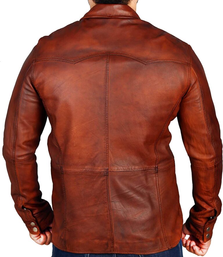 Mens Genuine Leather Shirt Brown