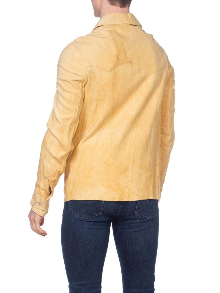 Mens Suede Buckskin Leather Western Shirt Jacket