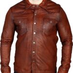 Men's Genuine Leather Shirt Brown - Rugged Elegance