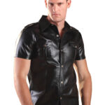 Black Men's Leather Shirt - Versatile Elegance