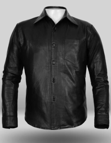 MENS BLACK CLASSIC LEATHER SHIRT