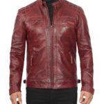 Men's Cafe Racer Maroon Leather Fashion Jacket - Stylish Statement