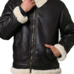 Mens Bomber Aviator Shearling Jacket