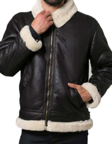Mens Bomber Aviator Shearling Jacket