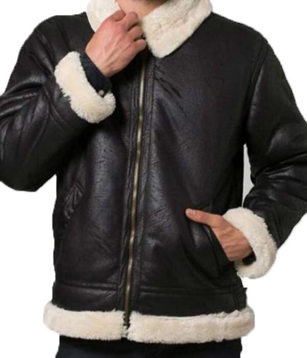 Mens Bomber Aviator Shearling Jacket