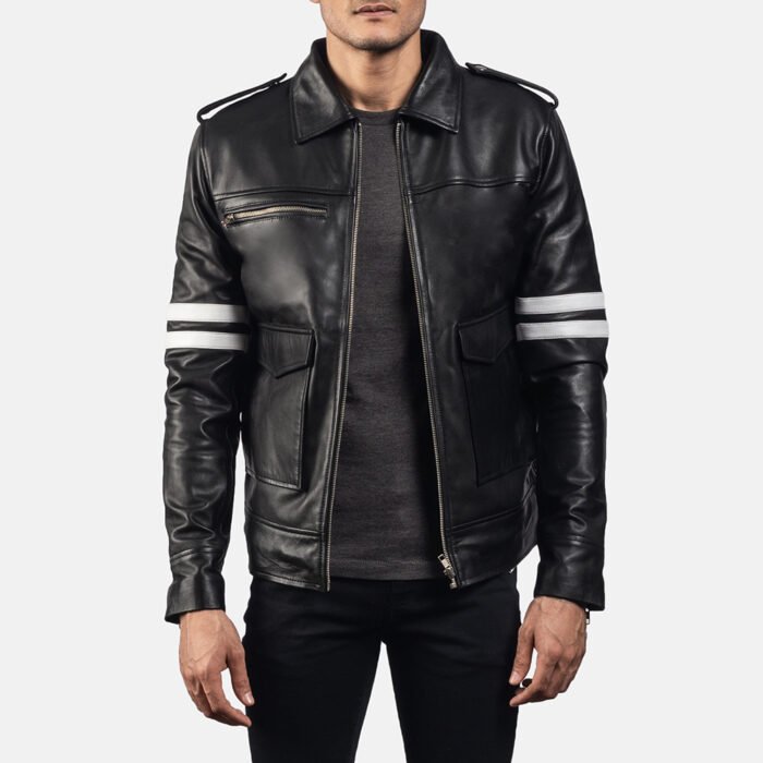 Mens Fashion Dragonhide Black Leather Jacket