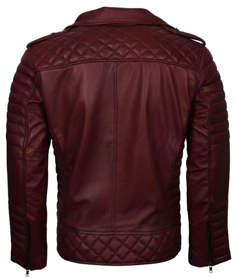 Mens Rockstar Street Fashion Burgundy Red Leather Jacket