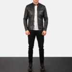 Men's Fashion Ionic Black Leather Jacket - Modern Elegance