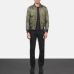 Mens Ramon Green Leather Bomber Jacket - Stylish Statement