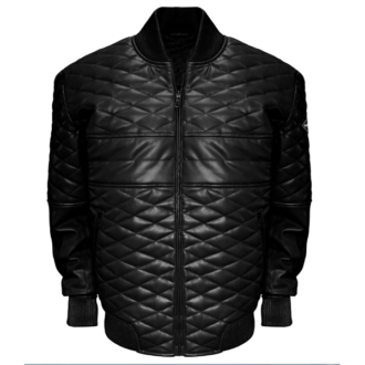 Mens Diamond Quilted Biker Puffer Bomber Real Leather Jacket