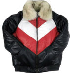 Men's Real Lambskin Leather V-Bomber Jacket - Classic Style