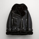 Black Women Shearling Leather Jacket