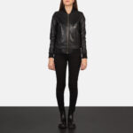 Bliss Black Leather Bomber Jacket