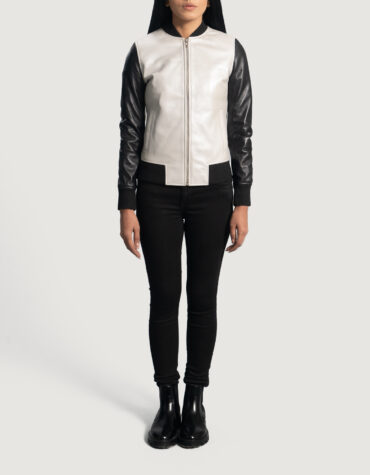 Cole Silver Leather Bomber Jacket