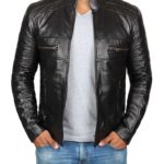 Men's Black Cafe Racer Biker Leather Jacket - Timeless Edge