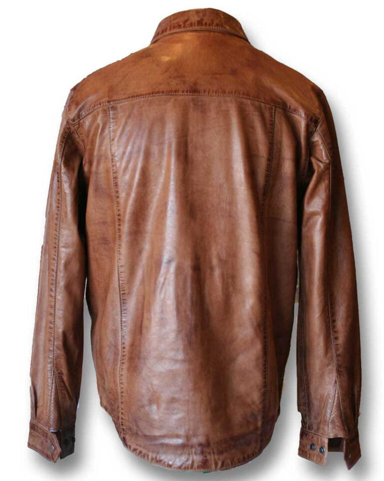 BROWN LEATHER JACK SHIRT