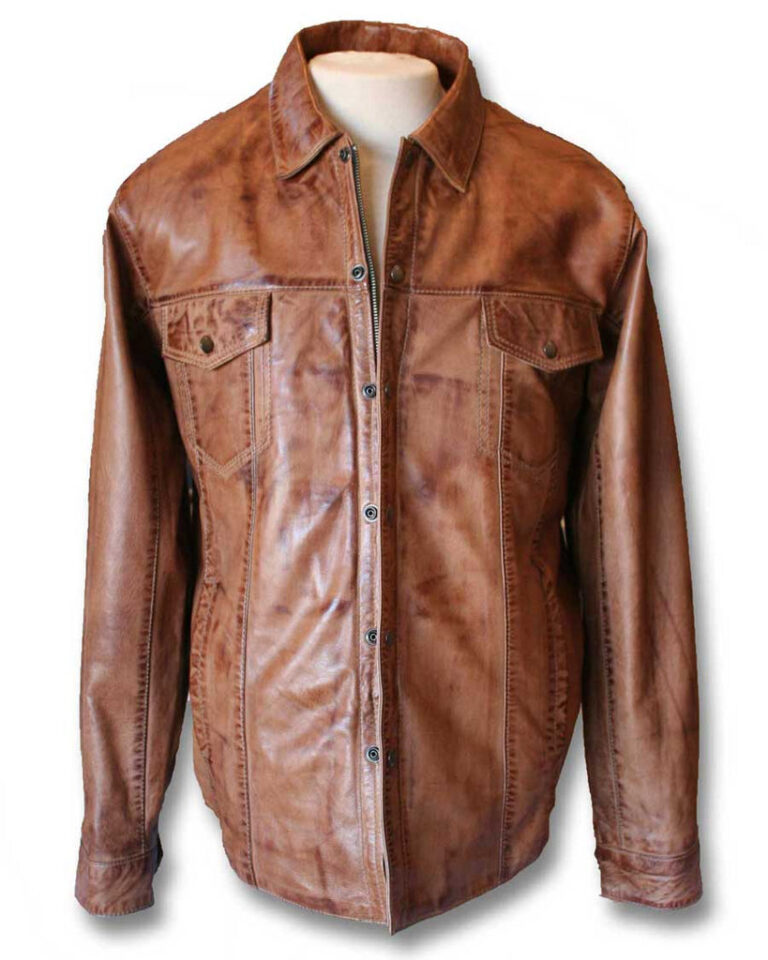 BROWN LEATHER JACK SHIRT