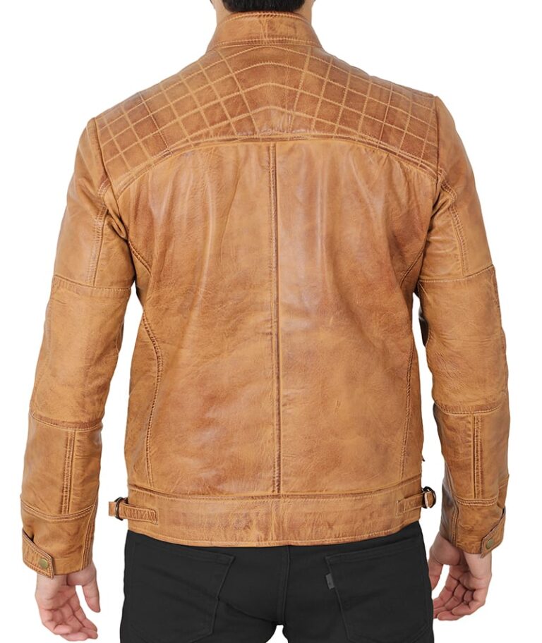 Mens Hand Waxed Cafe Racer Motorycle Style Leather Jacket