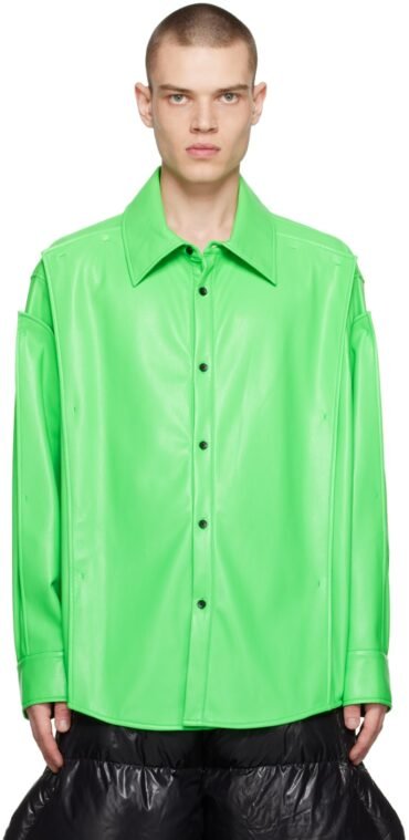 Green Pure Light Faux Leather Shirt
