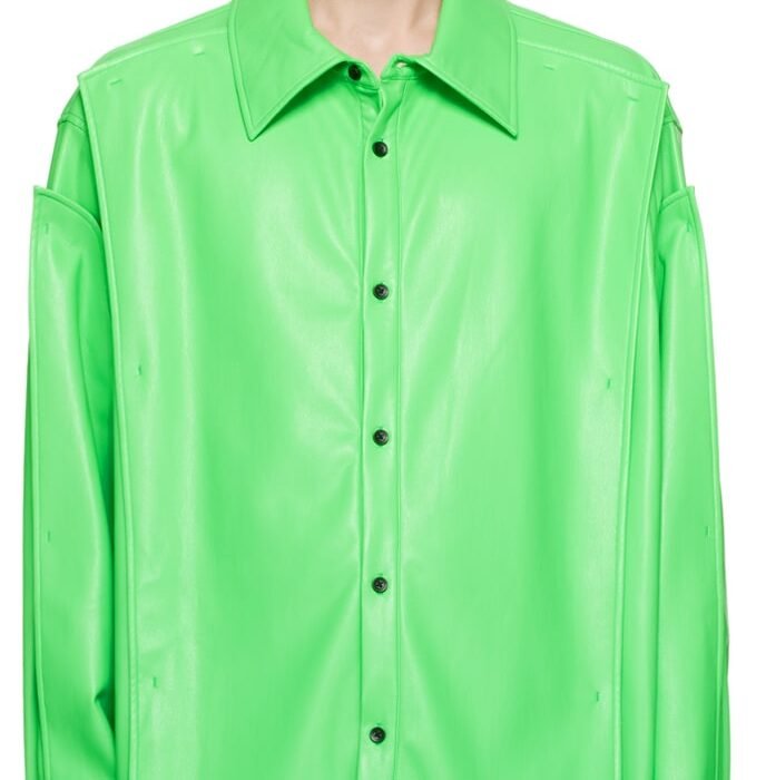 Green Pure Light Faux Leather Shirt