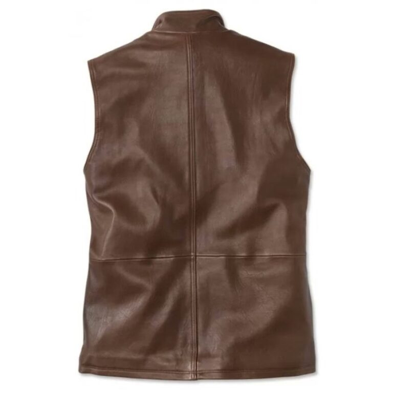 Mens Handmade Genuine Brown Leather Vest