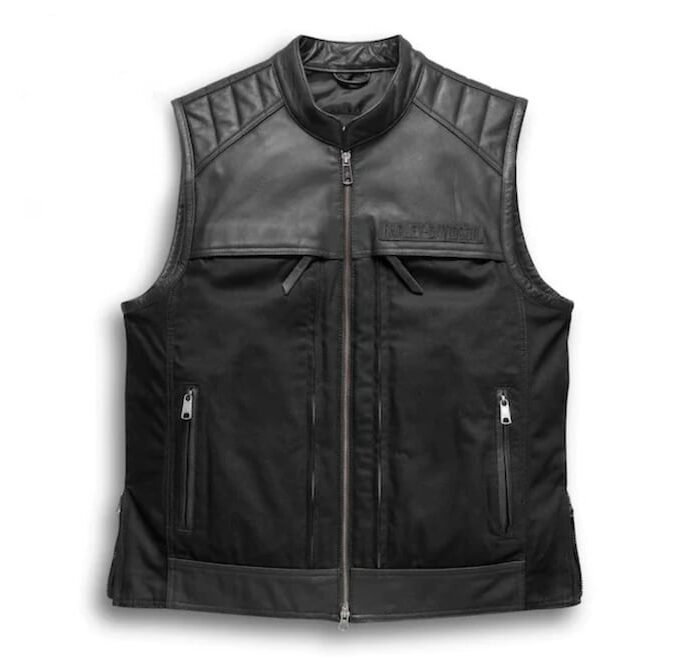 Mens Synthesis Pocket System LeatherTextile Vest Harley Davidson leather vest