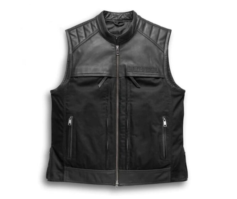 Mens Synthesis Pocket System LeatherTextile Vest Harley Davidson leather vest