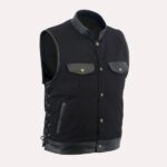 Men's SOA Side Lace Leather Trim Denim Vest