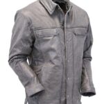 Men's Vintage Gray Leather Shirt - Timeless Charm